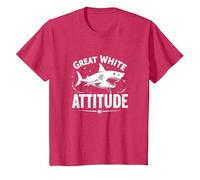 Great White Attitude: Fierce Ocean Predator T-Shirt, Kids, Red Heather, 3 Years