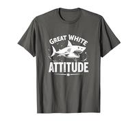 Great White Attitude: Fierce Ocean Predator T-Shirt, Men, Asphalt, XXL