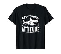 Great White Attitude: Fierce Ocean Predator T-Shirt, Men, Black, XXL