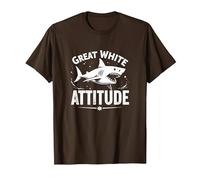 Great White Attitude: Fierce Ocean Predator T-Shirt, Men, Brown, XXL