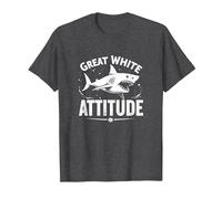 Great White Attitude: Fierce Ocean Predator T-Shirt, Men, Dark Heather Grey, XXL