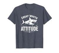 Great White Attitude: Fierce Ocean Predator T-Shirt, Men, Heather Blue, XXL