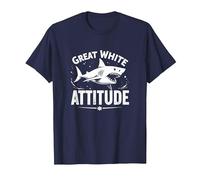 Great White Attitude: Fierce Ocean Predator T-Shirt, Men, Navy, XXL