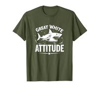 Great White Attitude: Fierce Ocean Predator T-Shirt, Men, Olive, XXL