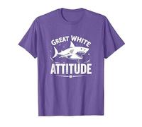 Great White Attitude: Fierce Ocean Predator T-Shirt, Men, Purple Heather, Medium
