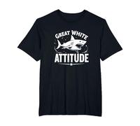 Great White Attitude: Fierce Ocean Predator T-Shirt, Men's Big and Tall, Black, 2X Tall