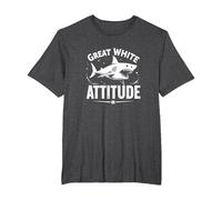 Great White Attitude: Fierce Ocean Predator T-Shirt, Men's Big and Tall, Dark Heather Grey, 2X Tall