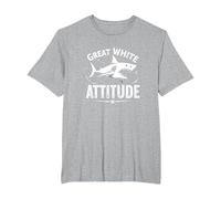 Great White Attitude: Fierce Ocean Predator T-Shirt, Men's Big and Tall, Heather Grey, 2X Tall