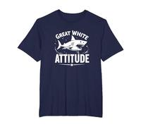 Great White Attitude: Fierce Ocean Predator T-Shirt, Men's Big and Tall, Navy, 2X Tall