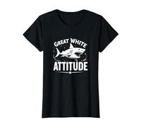 Great White Attitude: Fierce Ocean Predator T-Shirt, Women, Black, XXL