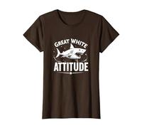 Great White Attitude: Fierce Ocean Predator T-Shirt, Women, Brown, XS