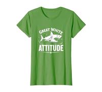Great White Attitude: Fierce Ocean Predator T-Shirt, Women, Grass, XXL