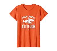 Great White Attitude: Fierce Ocean Predator T-Shirt, Women, Orange, XS