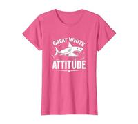 Great White Attitude: Fierce Ocean Predator T-Shirt, Women, Pink Heather, XS