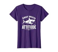 Great White Attitude: Fierce Ocean Predator T-Shirt, Women, Purple, 3XL