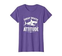 Great White Attitude: Fierce Ocean Predator T-Shirt, Women, Purple Heather, XXL