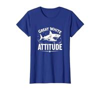 Great White Attitude: Fierce Ocean Predator T-Shirt, Women, Royal Blue, XXL