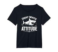 Great White Attitude: Fierce Ocean Predator T-Shirt, Women's Plus, Black, 2X