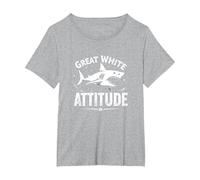 Great White Attitude: Fierce Ocean Predator T-Shirt, Women's Plus, Heather Grey, 2X