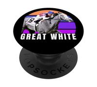 Great White Horse, Horse Racing, Santa Anita, Del Mar, Horse PopSockets Adhesive PopGrip