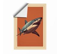 Great White Profile Coastal Unframed Wall Art Print A3 (42×29.7cm), Wall Decor for Living Room, Bedroom, Office & Home, Art Gift