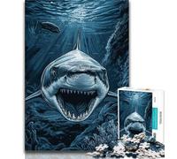Great White Shark 1000 Pieces Jigsaw Puzzles For Teens And Adults,Stress Reliever Difficult Challenge Suitable for Desktop Decoration (50x75cm)