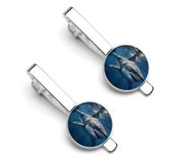 Great White Shark 2 Pcs Tie Clips for Men Necktie Tie Bar