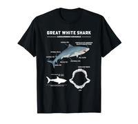Great White Shark Anatomy Diagram Ocean Science Marine Chart T-Shirt