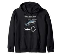 Great White Shark Anatomy Diagram Ocean Science Marine Chart Zip Hoodie