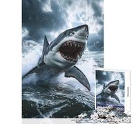 Great White Shark Attack 1000 Piece Jigsaw Puzzle for Teenagers Support Memory Strength And Retention Gentle Calm Leisure Activity (50X75cm)
