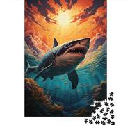 Great White Shark Attack 1000 Piece Thick Cardboard Diy Jigsaw Puzzle Kids Beginners Fun Challenging Game Stress Relief Gift Idea 38x26cm/1000pcs