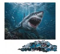 Great White Shark Attack Classic Wooden Jigsaw, Adults, 1000 Pieces | For gifting: Adult Jigsaw Puzzle: birthday gift for jigsaw fans, indoor weekend activity.