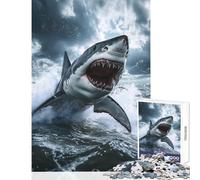 Great White Shark Attack Jigsaws 1000 Pieces for Teenagers Stimulate Active Brain And Mind Gentle Relaxing Fun Activity (38X52cm)