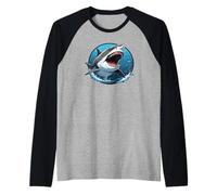 Great White Shark | Big Fish Man-eater Shark Lovers Raglan Baseball Tee