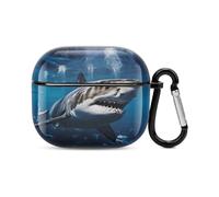 Great White Shark Bluetooth Earbuds Case Cover Full Body Shockproof Protection Hard Case Support Wireless Charging with Keychain Personalized Gift for AirPods 3