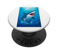 Great White Shark - deadly ocean predator comic PopSockets Adhesive PopGrip