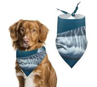 Great White Shark Dog Bandana Triangle Dog Scarf Washable Polyester Dog Bibs Cute Pet Bandana for Medium Large Dogs Puppy and Cats