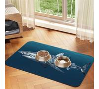 Great White Shark Dog Food Mat, Absorbent Pet Feeding Mat for Food and Water Bowls Non-Slip Placement Pad for Floors Waterproof Quick Dry Water Dispenser Mat for Dogs Puppy Cats 12x18 Inch