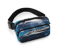 Great White Shark Fanny Pack Belt Bag with Adjustable Strap Fashion Waist Bag for Outdoor Sports Hiking, white, 20x13cm, Full Printed Waist Bag