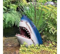 Great White Shark Garden Art Statue, 22cm/8.6inch Resin 3D Jaws Figurine Ocean Art, Wall Hanging Home Yard Garden Decor
