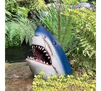 Great White Shark Garden Art Statue, 22x14cm Unique Great White Shark Head Sculpture, Resin 3d Jaws Figurine Ocean Art