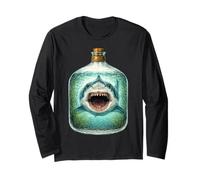 Great White Shark in a Bottle Nautical Ocean Art Long Sleeve T-Shirt