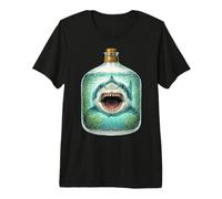 Great White Shark in a Bottle Nautical Ocean Art Premium T-Shirt