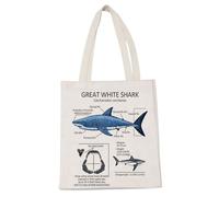 Great White Shark Lover Gift Great White Shark Anatomy Shopping Bag Ocean Animal Christmas Birthday Travel Shoulder Bag (Great White Shark)