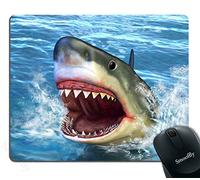 Great White Shark Mouse Pad,Great White Shark Jumping Out of Water with Its Open Mouth Non Slip Mouse Pad