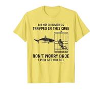 Great White Shark Ocean Biologists Predator Fish - Marine T-Shirt, Men, Lemon Yellow, 3X-Large