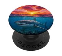 Great White Shark Ocean Sunset Underwater Scene PopSockets Adhesive PopGrip