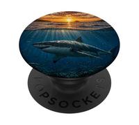 Great White Shark Ocean Sunset Underwater Scene PopSockets Adhesive PopGrip
