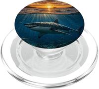 Great White Shark Ocean Sunset Underwater Scene PopSockets PopGrip for MagSafe
