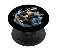 Great White Shark Playing The Guitar Weird Ocean Meme PopSockets Swappable PopGrip